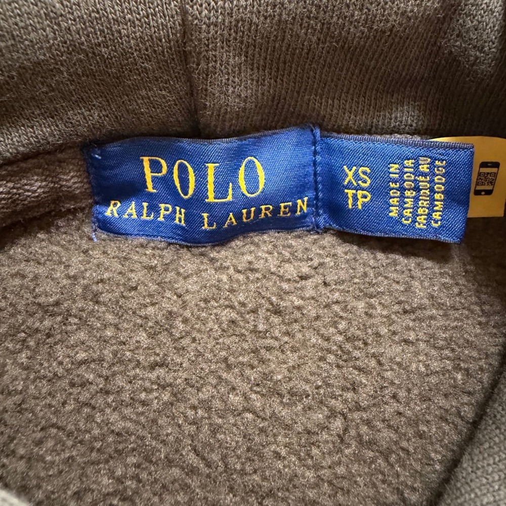 Polo Ralph Lauren Hoodie Kids XS (4/5) Olive Green Big Pony Embroidered Pullover - Picture 3 of 4
